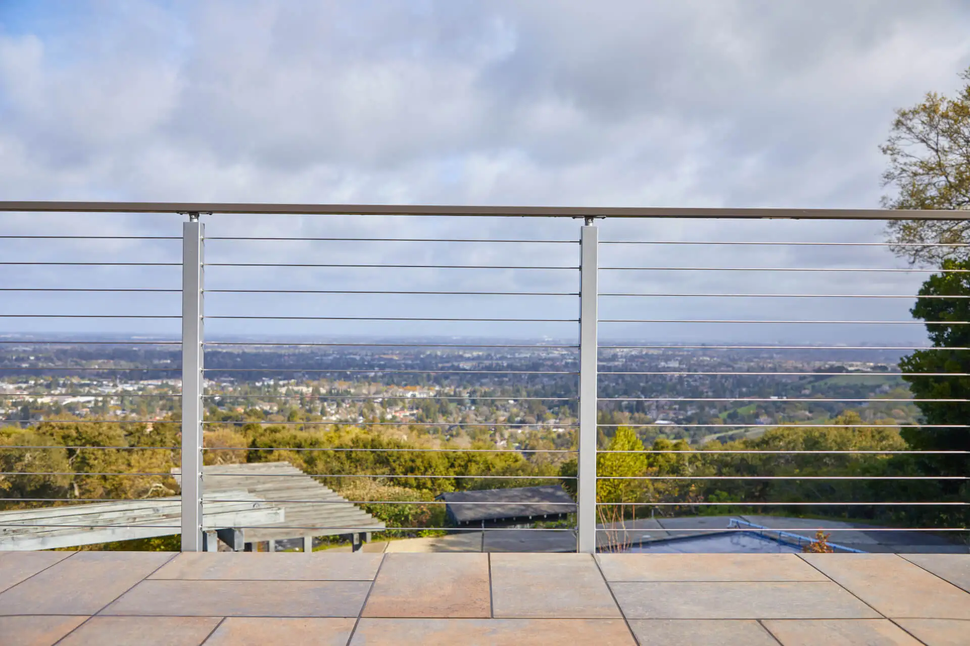 Stainless Steel Cable Post Glass Stainless Steel Balcony Wrought Iron Balustrade Wire Cable Side Mount Deck Cable Railing