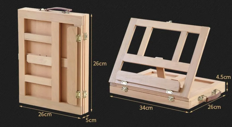 Adjustable Wood Table Easel with Storage Drawer Portable Beech Wood Artist Desktop Board for Canvas Painting Drawing Sketching