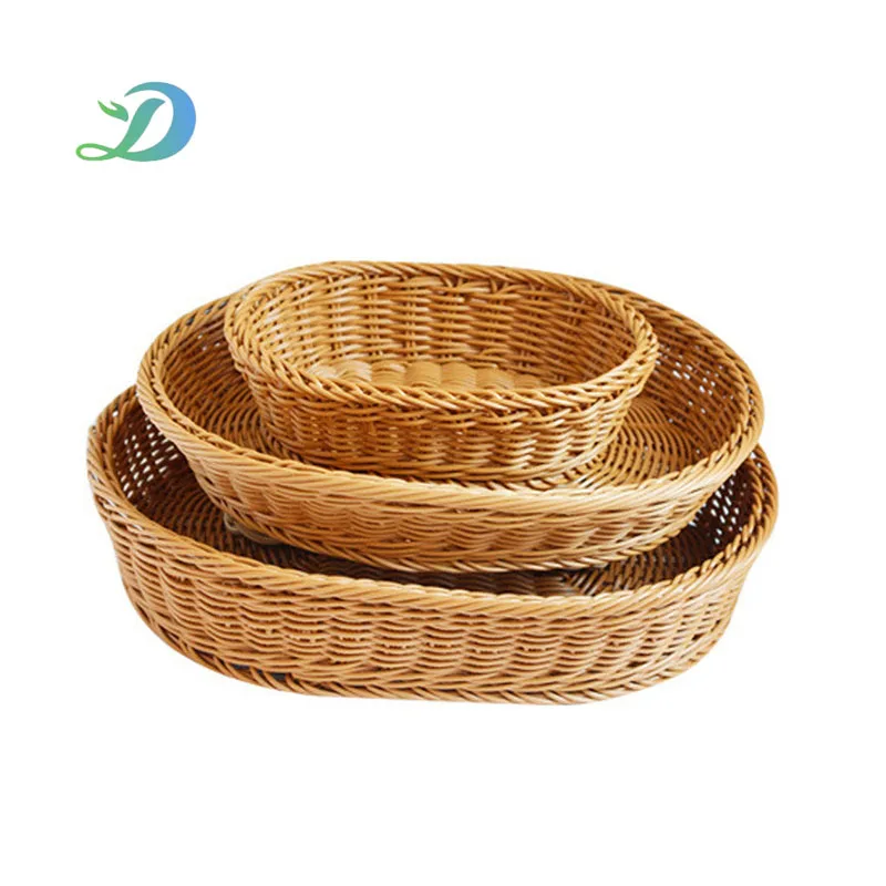 High Quality Handmade PP Rattan Household Restaurant Fruit Baking Basket Bread Basket