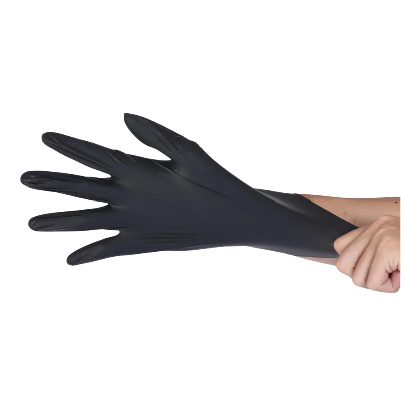 Wholesale black gloves powder free nitrile vinyl synthetic gloves exam safety gloves