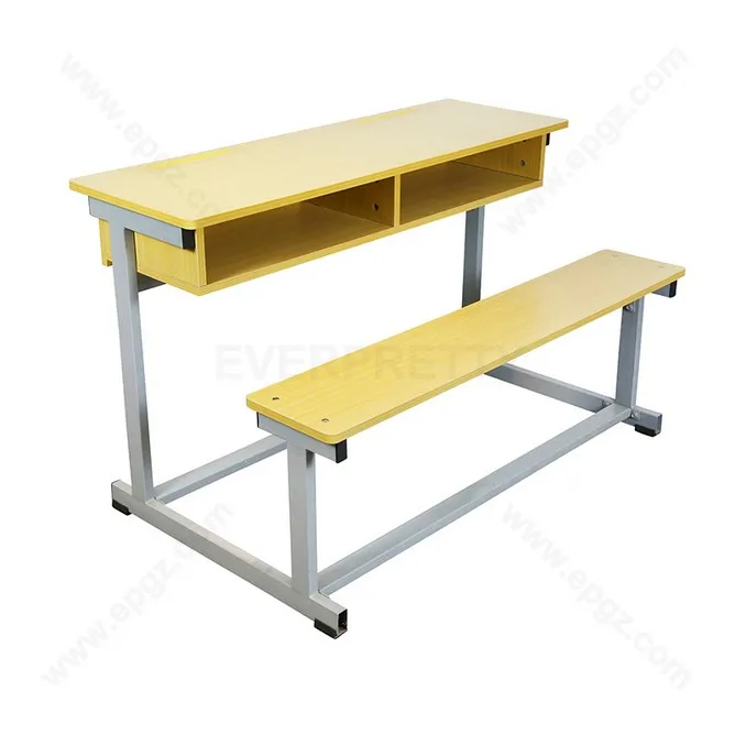School Furniture Classroom 3-Seater Wooden Desk and Chair