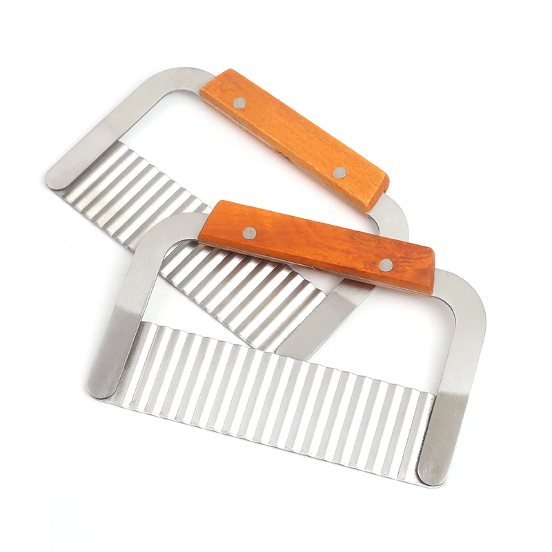 Cheap kitchen accessories stainless steel potato wavy crinkle slicer manual french fry potato cutter