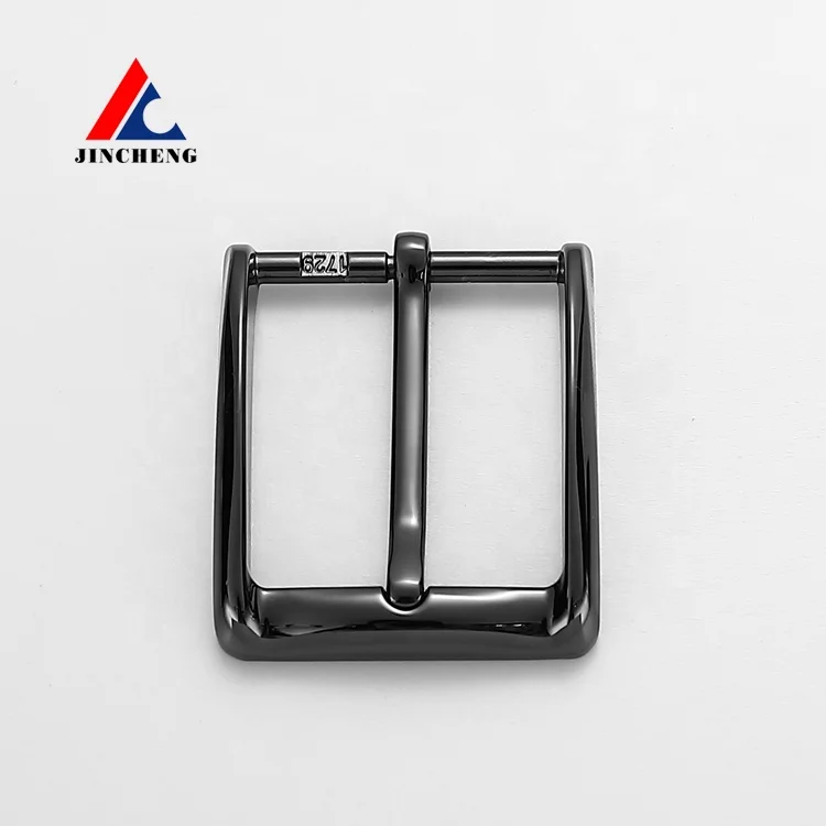 Custom logo belt buckle bright black 38MM metal belt buckle wholesale pin buckle