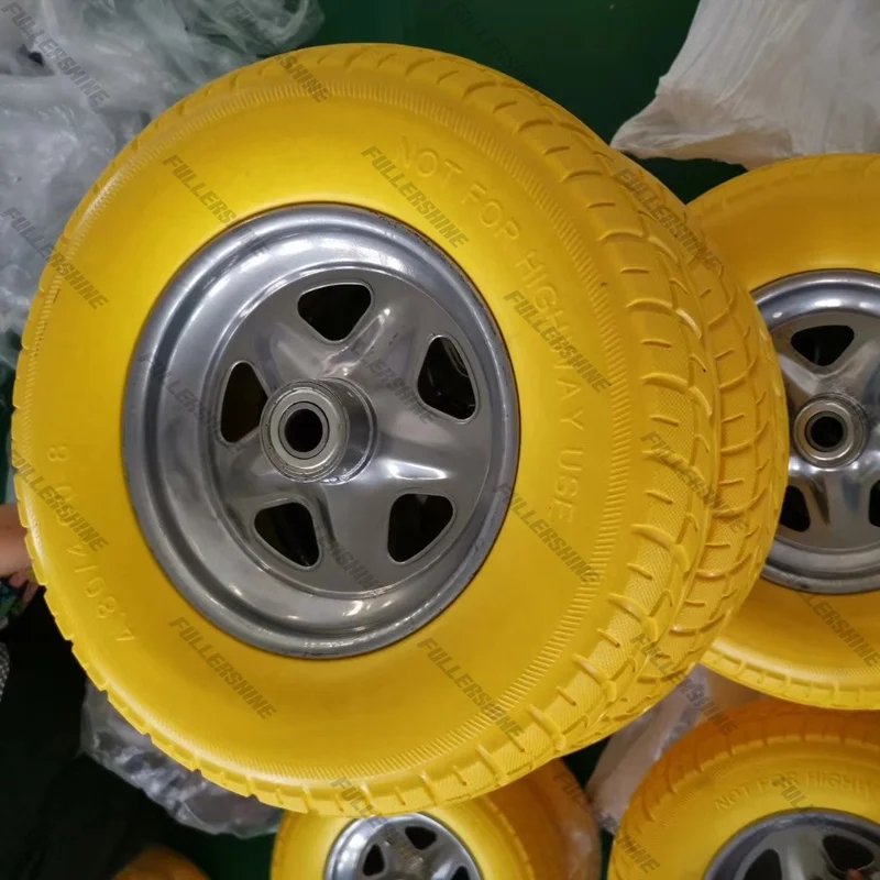 4.00-8 Metal Pneumatic Rubber Wheel For Wheelbarrow PU Foam Wheel