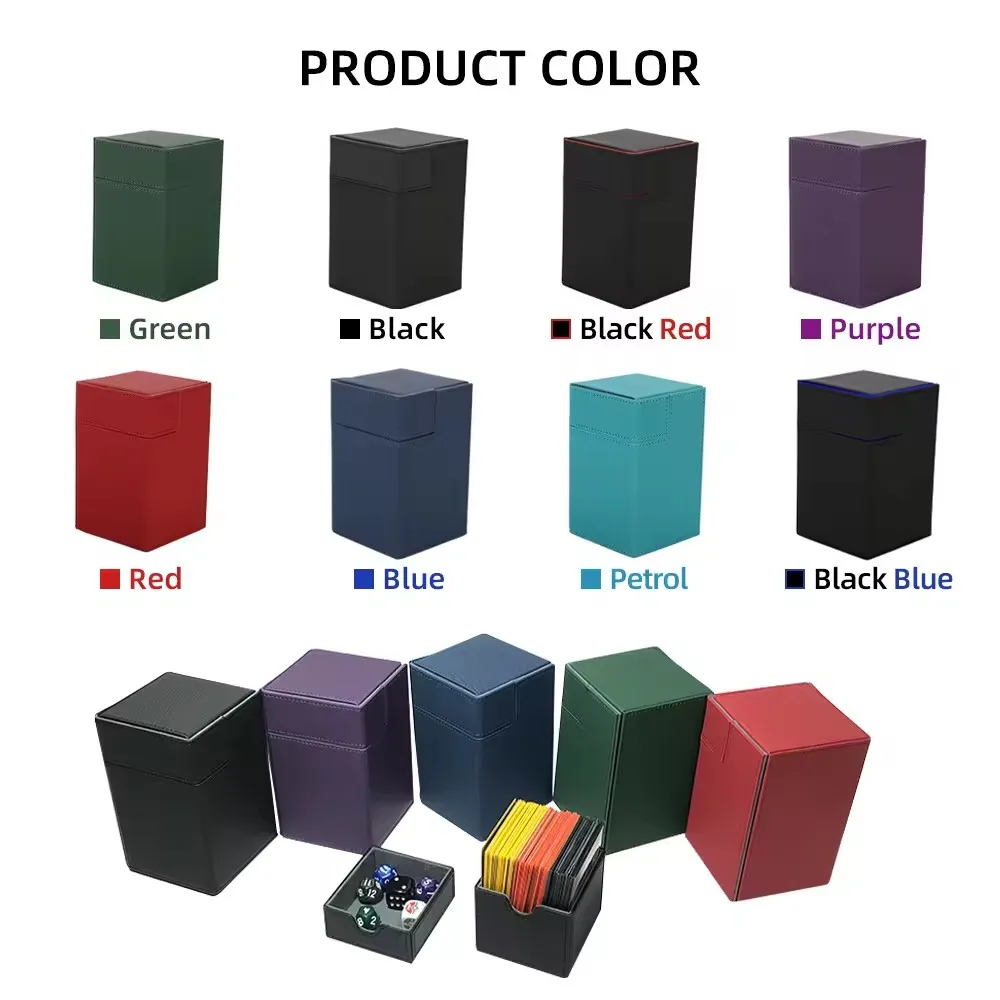 100+ operable Flip Playing Card Pu Protector Deck Box Tcg Card Storage Pu Leather Decks Cards Box