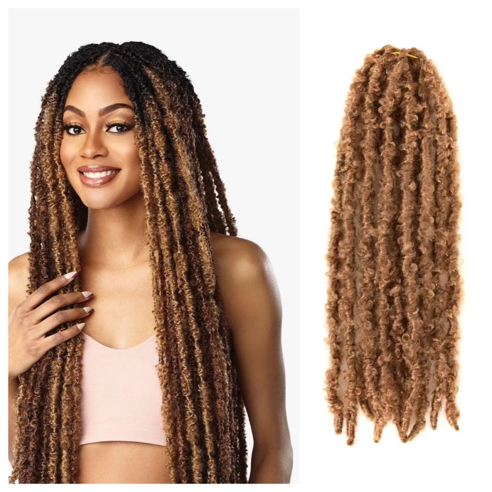 14' 18' 24' 36' Small Medium Butterfly Locs Faux Locs Hairstyle Pretty Braided for Black Woman