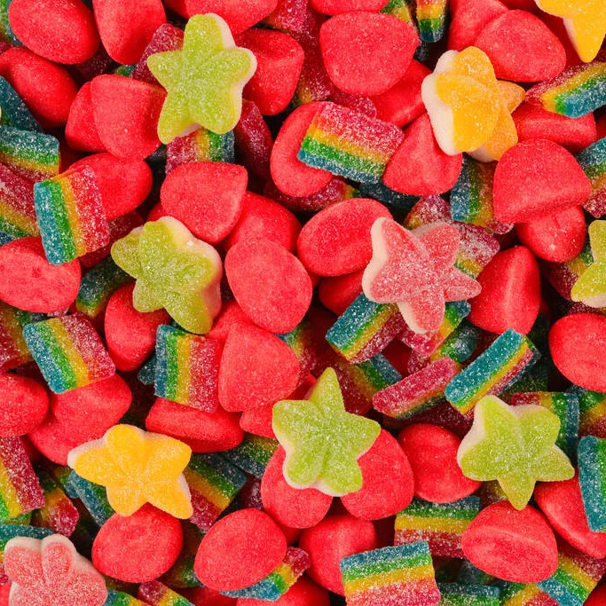 OEM Chinese confectionery manufacturers wholesale bulk sour sweet fruit flavour chewing gummy jelly candy bonbons 500g/1kg Halal