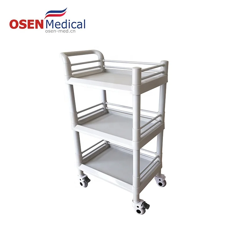 OSEN-HT99 ABS hot sale Assembling plastic medical instrument trolley for hospital