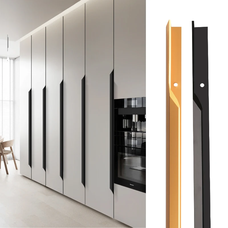 Punch-free invisible picture and mother handle edging light luxury simple wardrobe cabinet door handle thumb long strip side loa