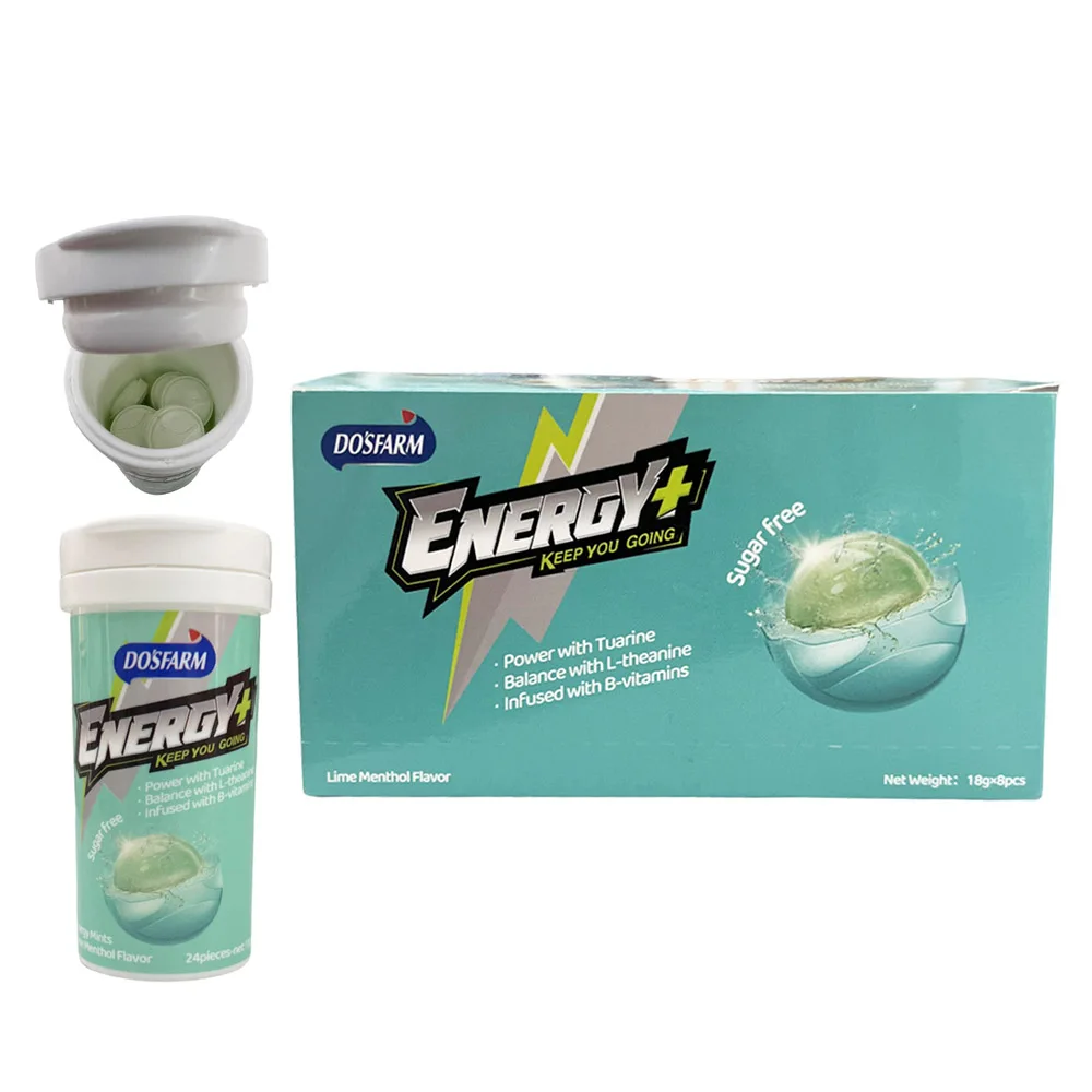 Vitamins Lime Menthol Flavor Balance with L-theanine Center Filled Mints Cooling Sugar Free Energy Candies