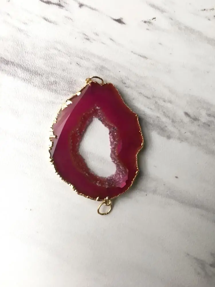 Agate Geode Slice Druzy Pendant