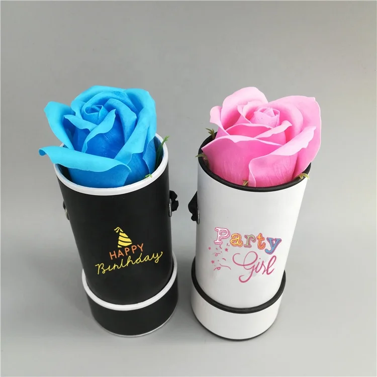 Paper single rose gift box round shape mini flower boxes cardboard box custom logo