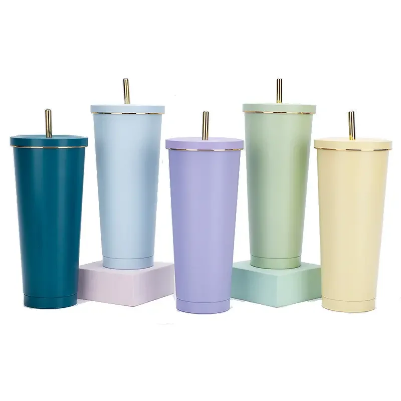 New Design Double Wall Stainless Steel Insulated 500ml/750ml Tumbler With straw