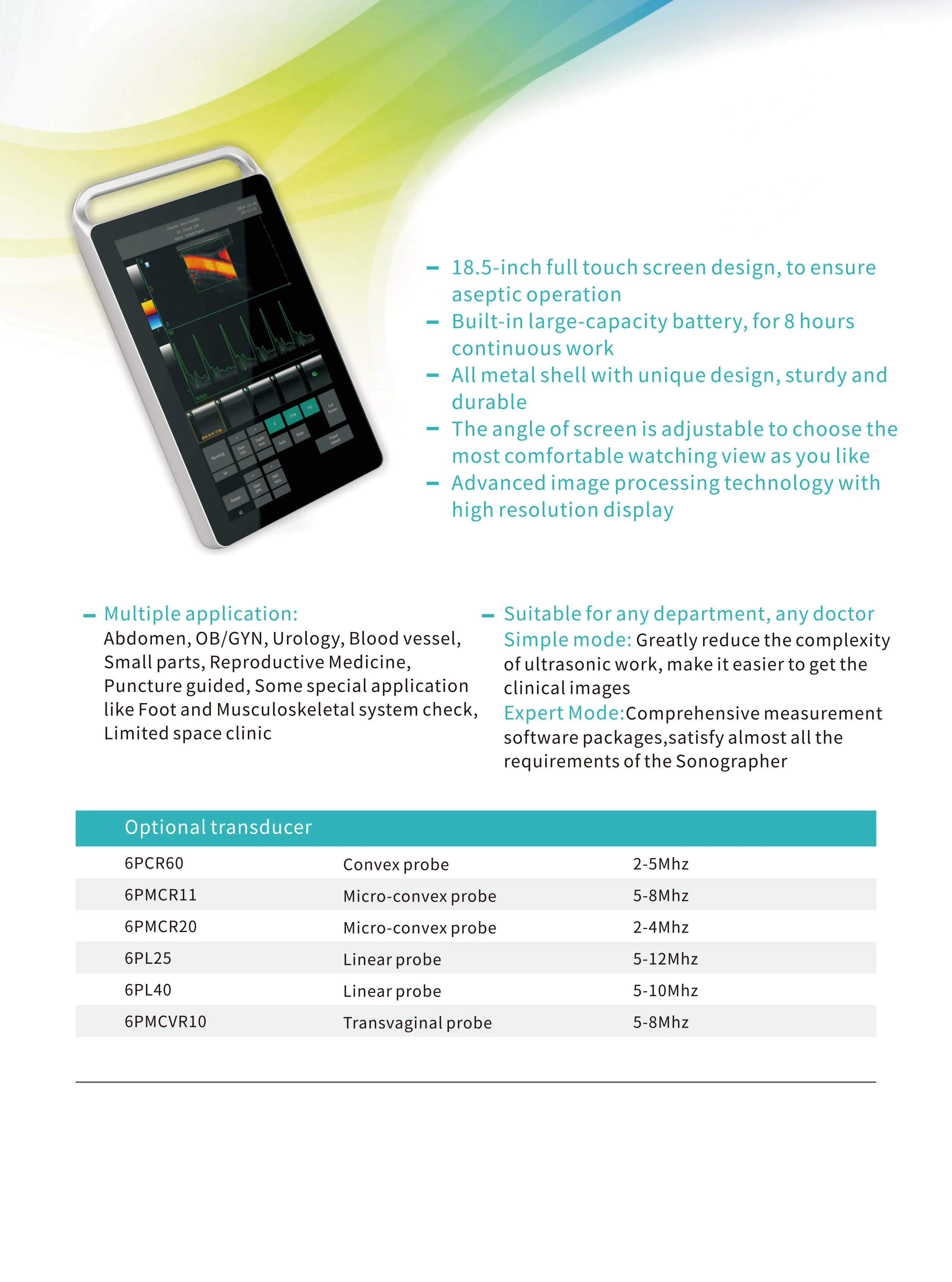  MY-A024F Mayamed all touch-screen color Doppler ультразвуковая система машина с зондами для