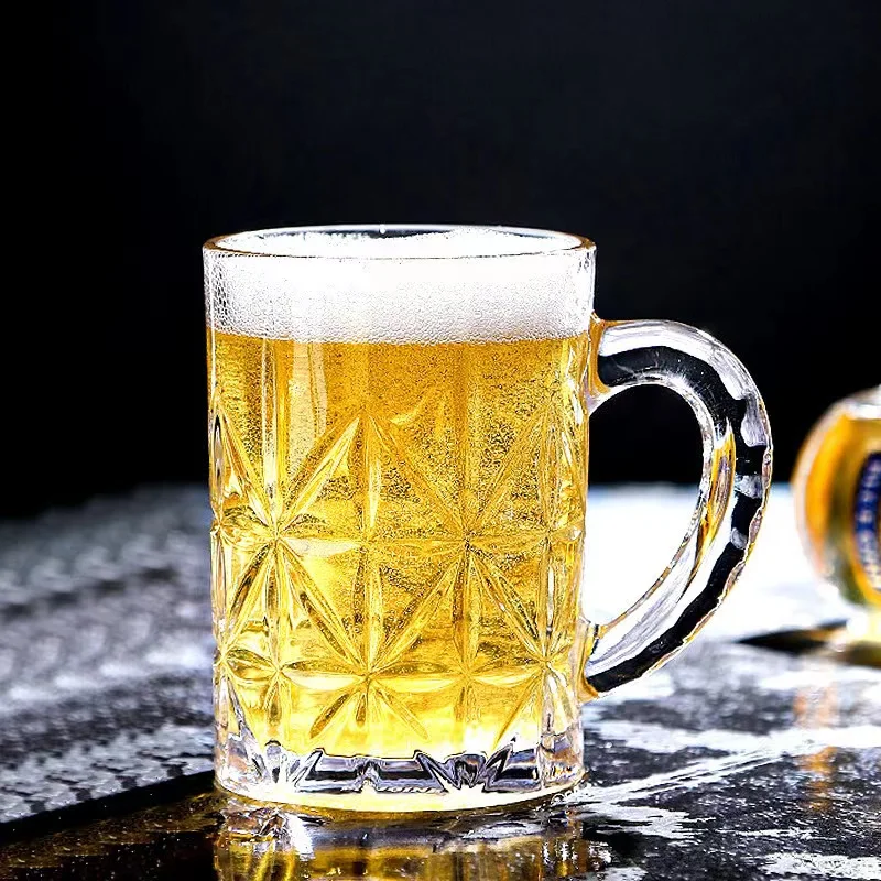 10oz 300ml Sunflower Glass Coffee Straight Tumblers beer cup customized mug seidel glass stein with Bead Handle