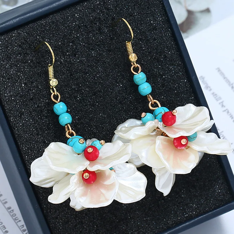 Комплект женских бирюзовых серег Liu Ming, недорогие супер неувядающие серьги с цветочным жемчугом, оптом, 2020