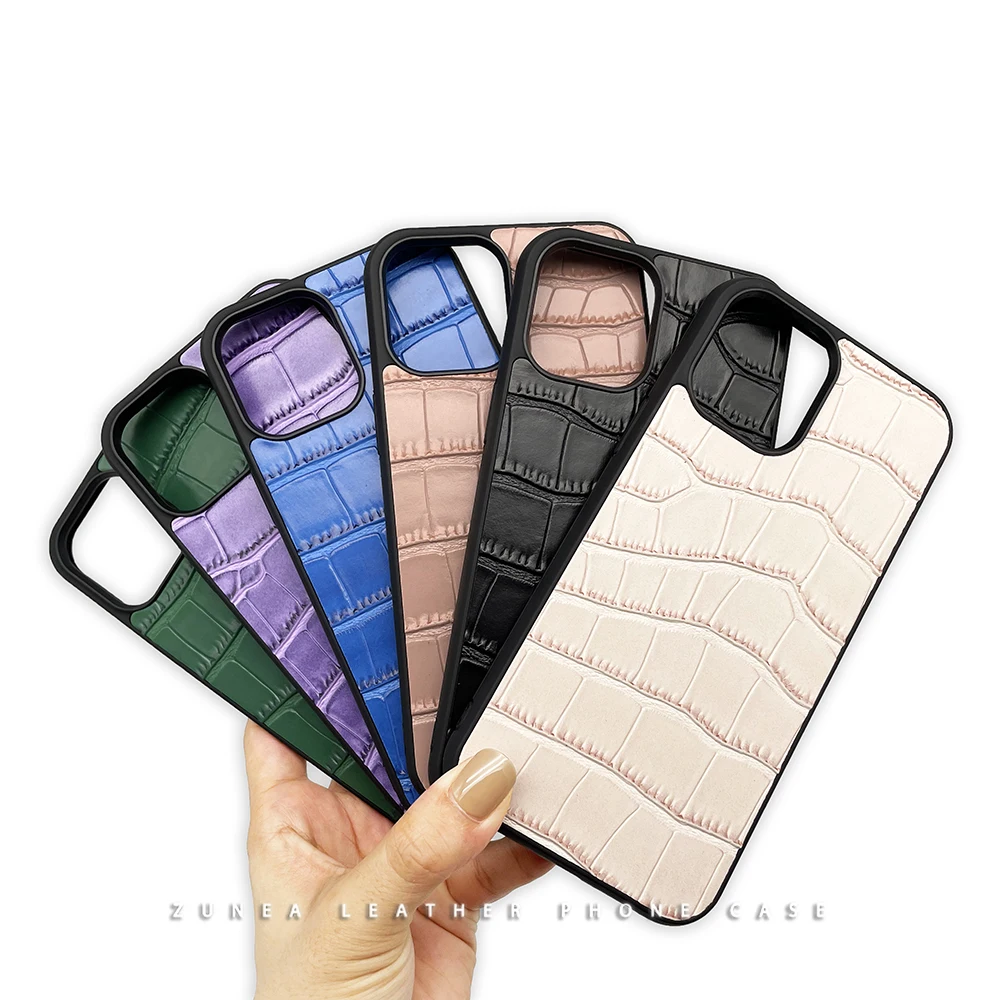 Colorful embossed PU Croco Cuero de Piel Custom Logo crocodile leather mobile phone case for iPhone 13 pro leather case