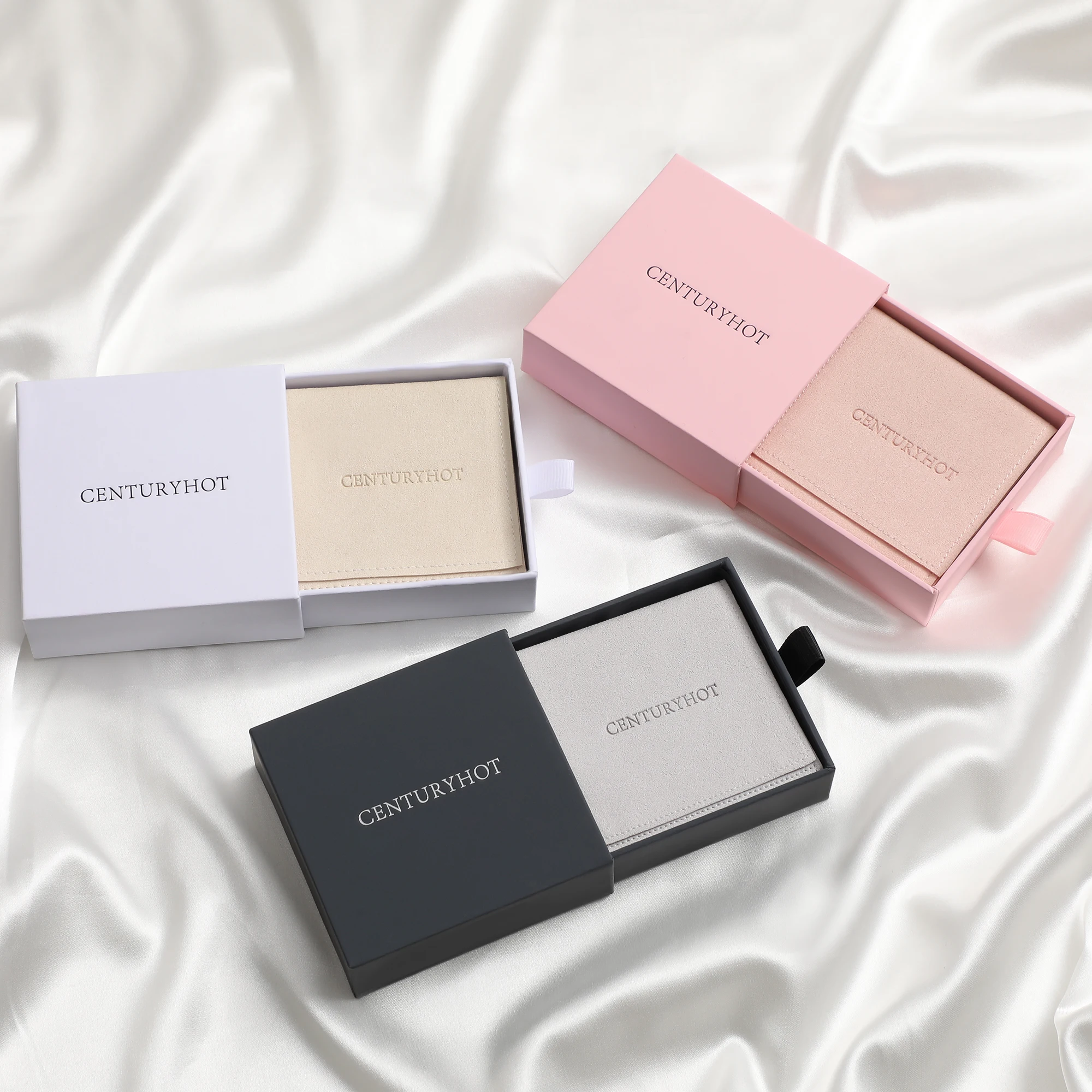 9*9 Box and 8*8cm Bag Set Jewelry Packaging Box Plus Microfiber Jewelry Bag Kraft Paper Drawer Bracelet Necklace Earring Box