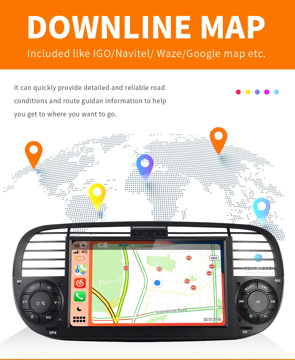 In Stock Android 11 Quad Core Car Dvd media Player FOR FIAT 500 Radio GPS DPS WIFI 3G Steering wheel Control