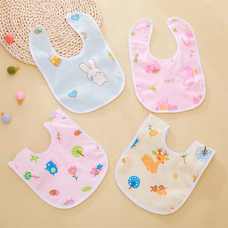 Wholesale infant print cartoon long sleeve U shape eating waterproof dribble bib crystal velvet kids baby teething bandana bibs