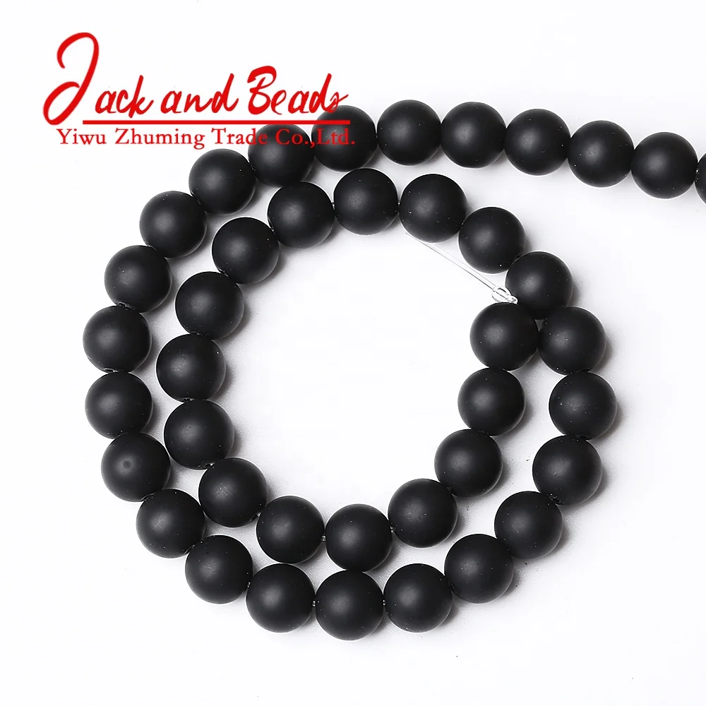 
Natural Stone Dull Polished Black Glass Round Loose Beads 15 Inches For Jewelry Making 