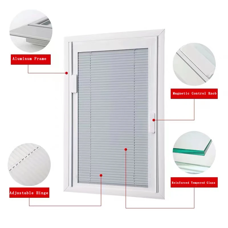 Magate Insulated Sunshade Louvered Glass Double Glazed With Built-in Integrated Venetian Blinds Jalousie For Double Glass