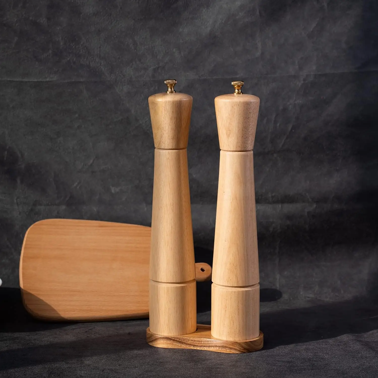 Acacia Pepper Grinder Tray Wooden Grinder Serving Tray Kitchen Salt Shaker Base Wooden Salt and Pepper Grinder Tray