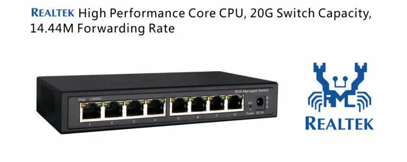 5w low power consumption 8ch managed switch 8 port gigabit vlan switch