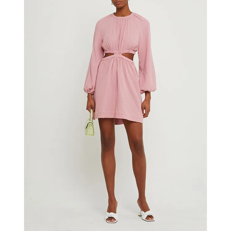 OEM dress brand design cut and sew manufacturer cut out fashion wholesale woman dress short summer cotton dress for women