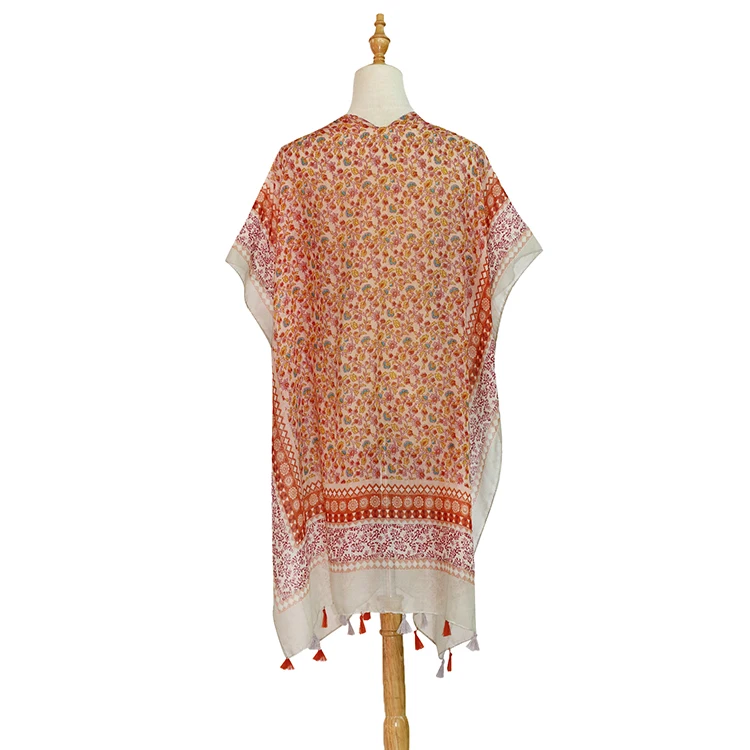 New Retro Wild Cheongsam Air Conditioning Shawl Summer Sunscreen Flowers Beach Towel Cotton And Linen Printed Scarf