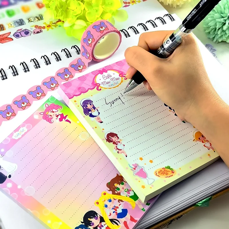 hot sale eco custom lovely cute memo pad print sticky note for planner with set