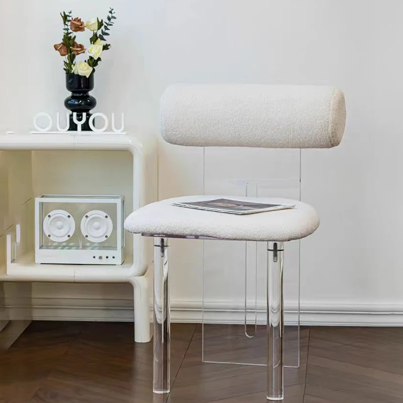 Clear Acrylic Transparent Chair for Home Furniture Living Room Simple Leisure Chair Backrest Dining Chair