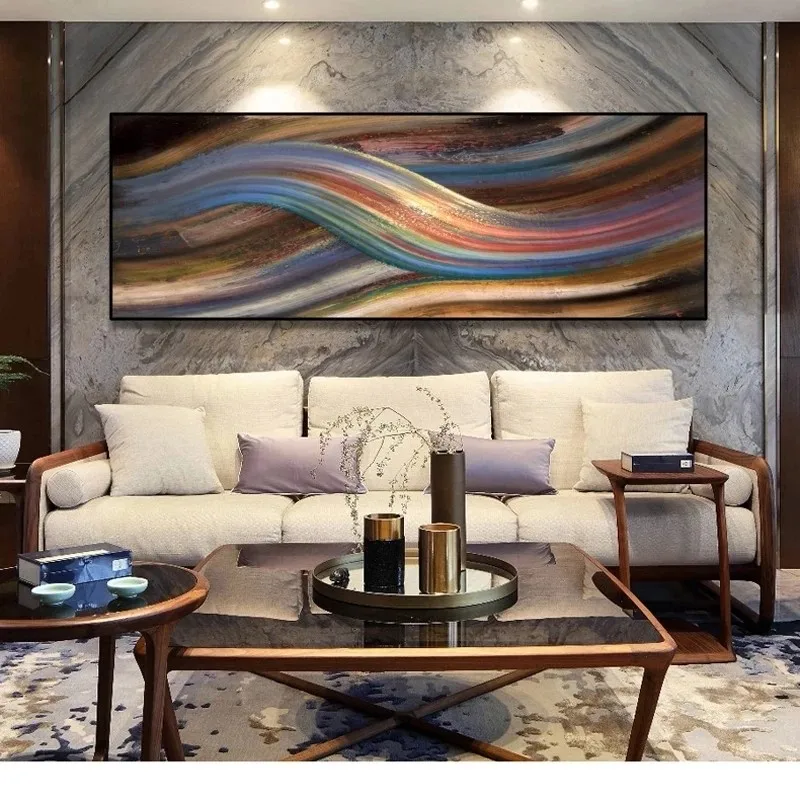 dropshipping Living Room Floating Frame Abstract thick pigment Modern Wall Art Work Oil Paintings Canvas