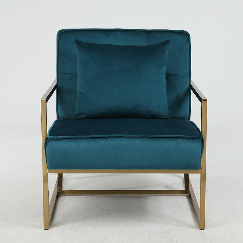 Hot Sale Nordic Modern Living Room Leisure Accent Chair Velvet Fabric Upholstered Cushion Lounge Chair