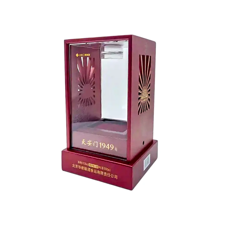 Customized Spirits Wooden Boxes White Wine Display Boxes with Transparent Acrylic Display Lids CNC Engraved Wooden Boxes
