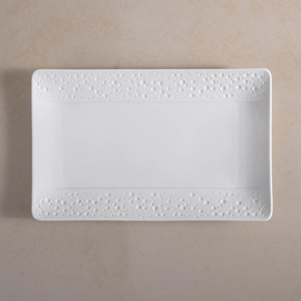 Horeca Platos Restaurante Ceramic Food Tray Dinnerware Set 17 Inch European Fine Porcelains Bright Rectangle Porcelain Platter