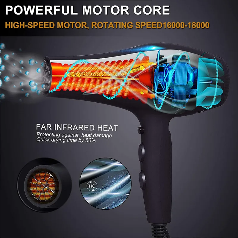 professional hair blower salon dryer hair styler ionic hair blower with LED light