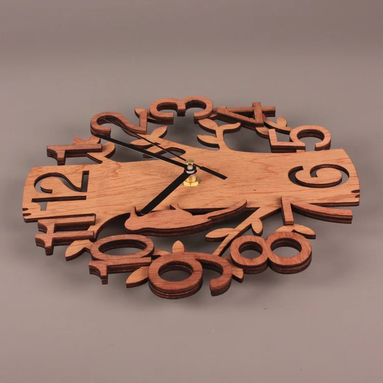 Креативные индивидуальные двухслойные Трехмерные настенные часы с птицами деревянные креативные декоративные