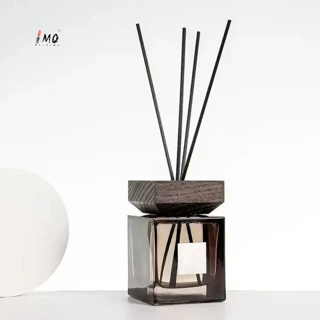 Hot sell Amber Gray Black Aromatic Glass Reed Diffuser Bottle 100ml 200ml With Wooden Cap