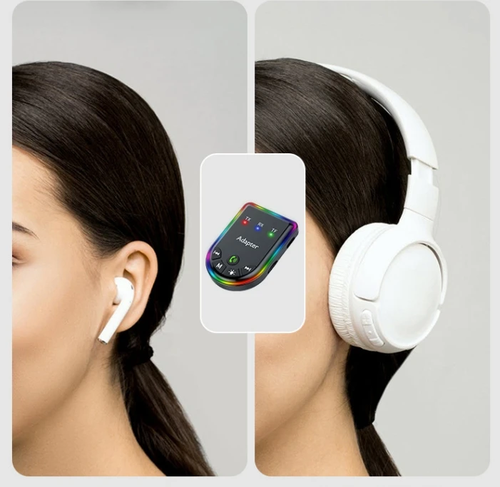 Wireless receiver transmitter 3.5mm Game headphone RGB wireless driverless audio power amplifier car audio adapter