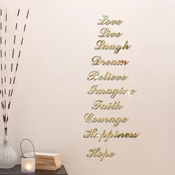 3D DIY  letter Mirror Wall Sticker Home Decoration Mirror Decal For Bedroom Living Room Wall Sticker Wallpaper Mural