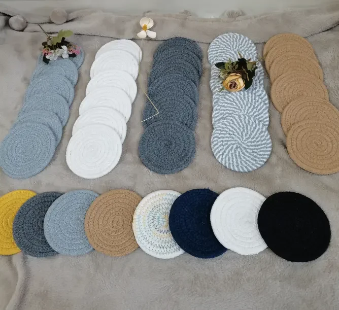 Wholesale Woven Insulation Mats  Cotton placemat for kitchen table mat dish mat 100% Cotton Rope Amaz0n Hot Selling
