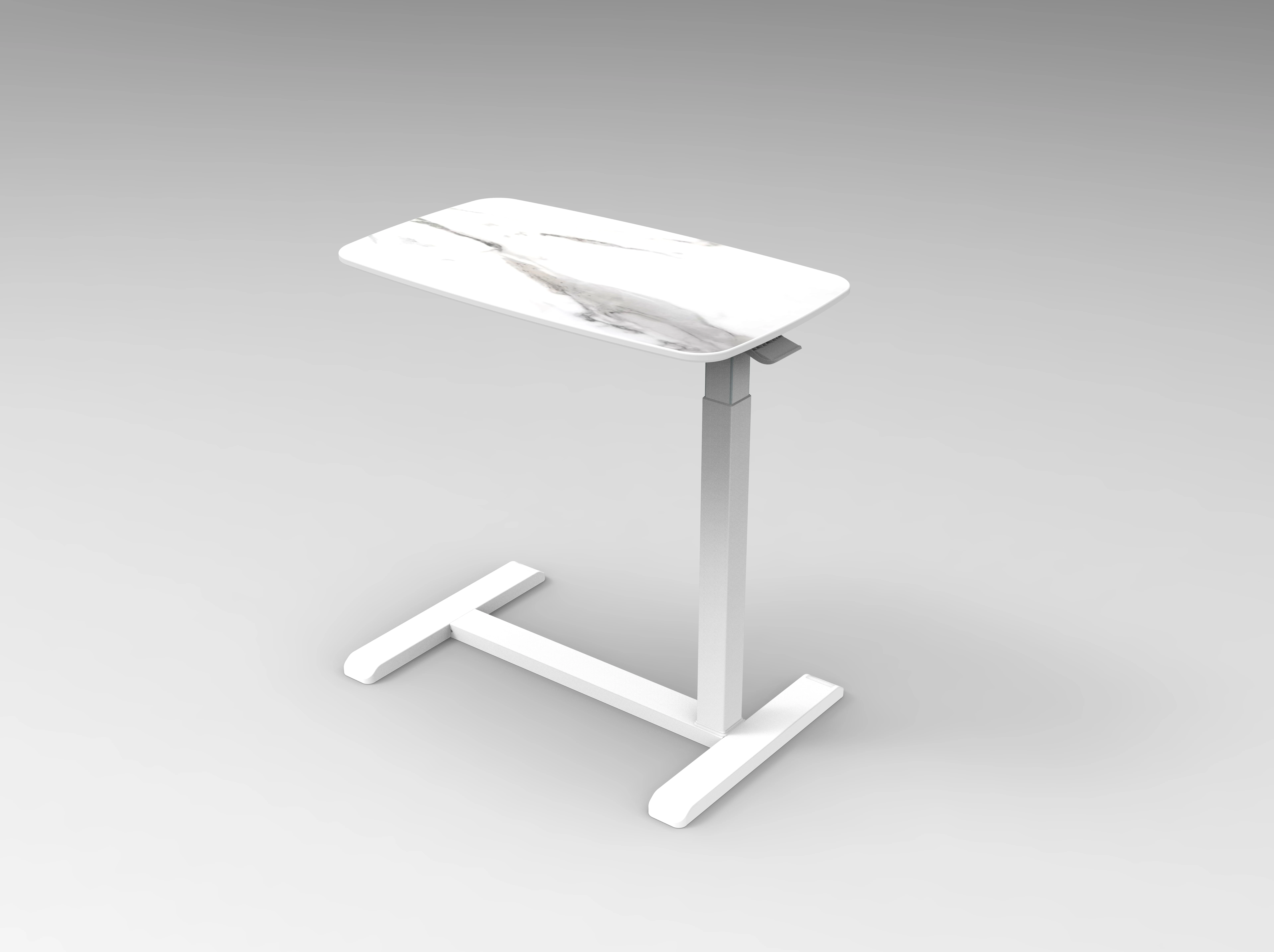 Hot sale modern ergonomic office sit stand mobile pneumatic adjustable square tube bedside desk standing single leg