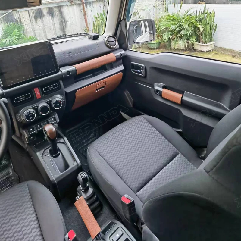 5-door Jimny Handles Retro Leather Copilot Armrest Handbrake Inside Handle Cover For Suzuki Jimny JC74 2023 2024 5 Door 4 Door