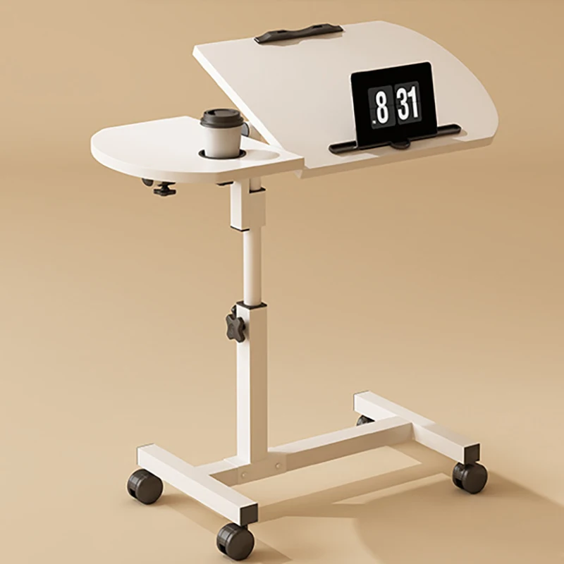 Bedroom hospital modern luxury height easy movable adjustable wood desktop computer laptop overbed table bedside table