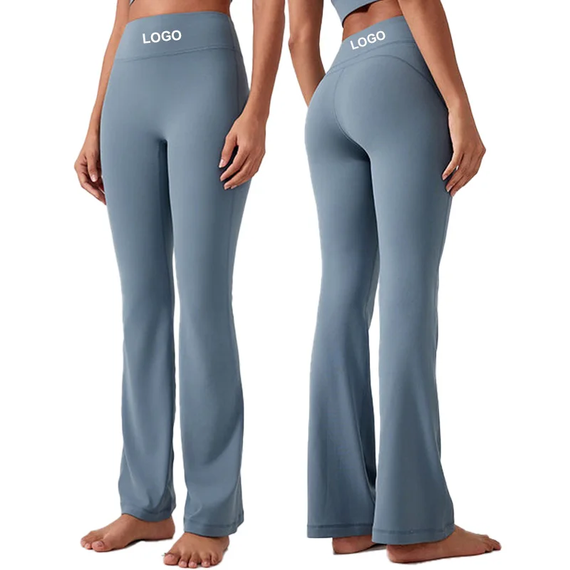 DAW188 Nude Hip Lifting Yoga Flare Pants Dance High Waisted Tummy Control Casual Pants