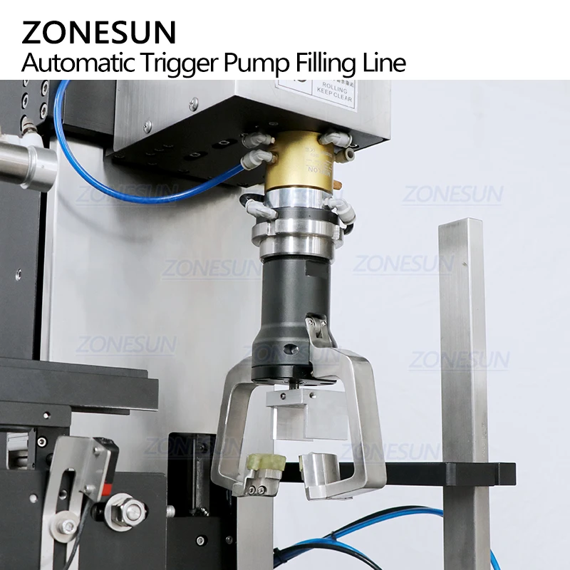 ZONESUN ZS-MPCL1 Full Automatic Trigger Spray Bottle Liquid Filling Capping Double Sided Flat Bottle Labeling Machine