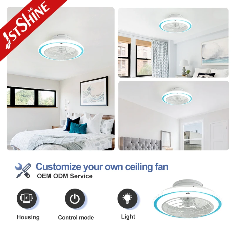 1stshine LED ceiling fan electric flush mount space saving ceiling fan with remote