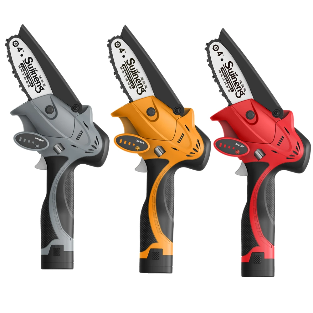 Sujineng 4' Battery Portable Pruning Saw 550W Electric Chainsaws 16.8v 4.0Ah cordless wood cutting chain saw for orchard