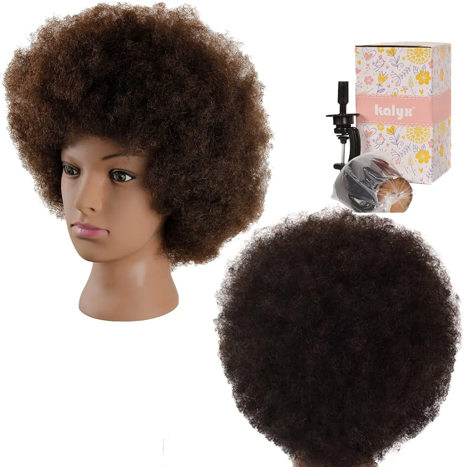 Hair Mannequin Cosmetology Doll Head Tight Curls Hair-styling Practice Head Hairdress Manikin Training Head